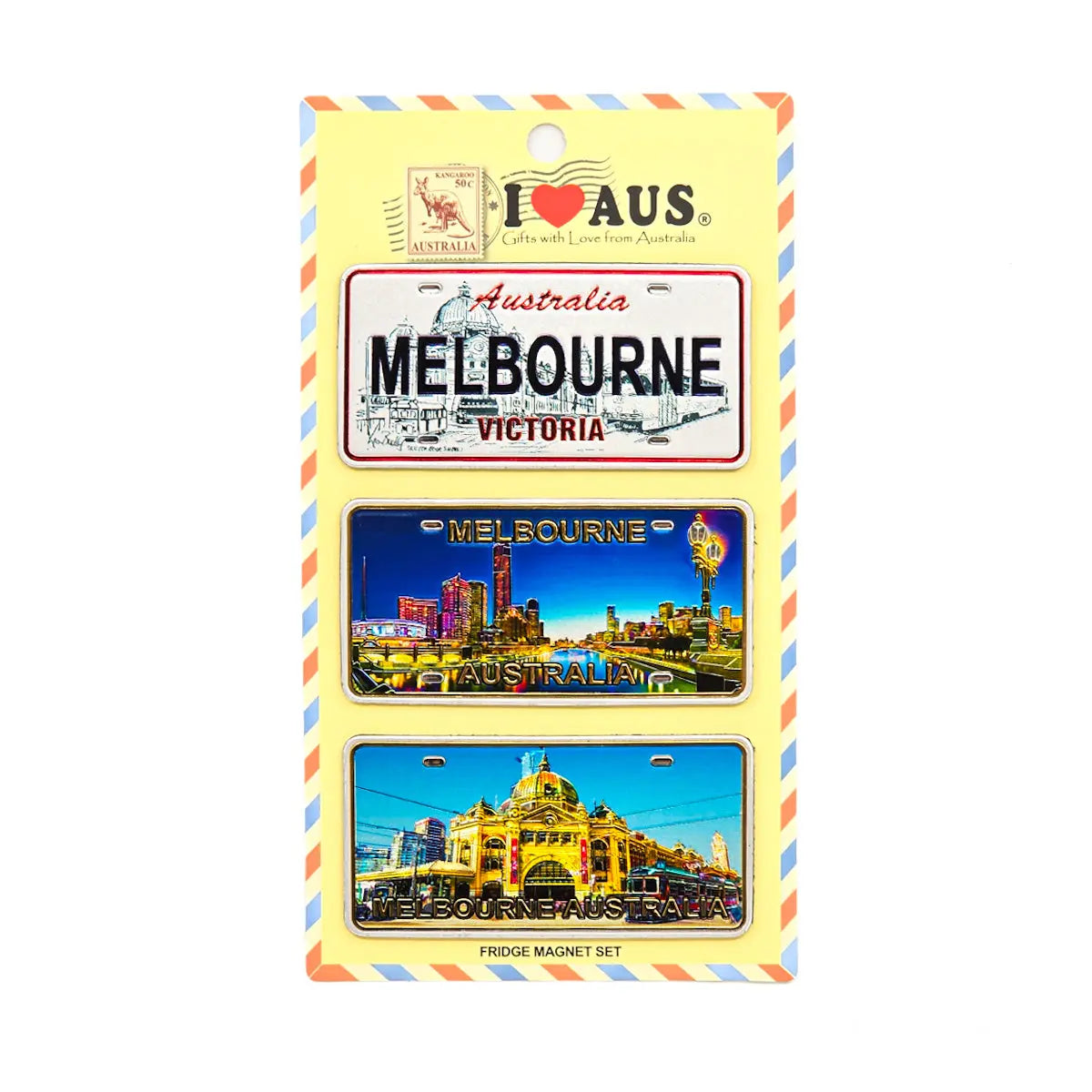 3-piece Melbourne Number Plate Magnet Pack Allanson Souvenirs