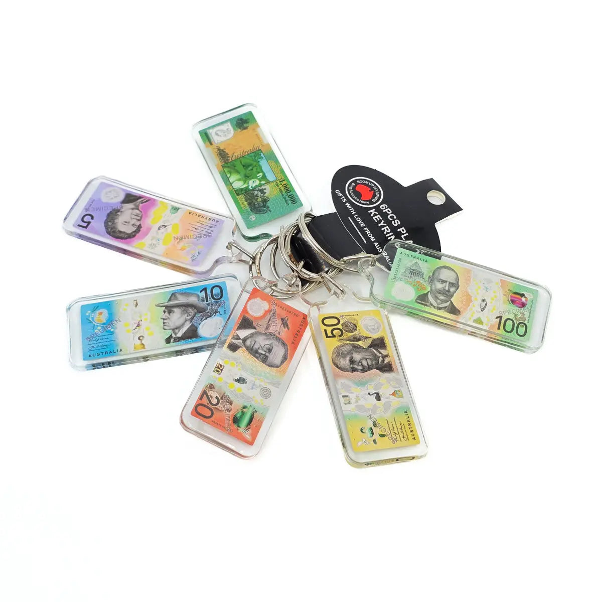 6-piece Australian Money Keyring Set Allanson Souvenirs
