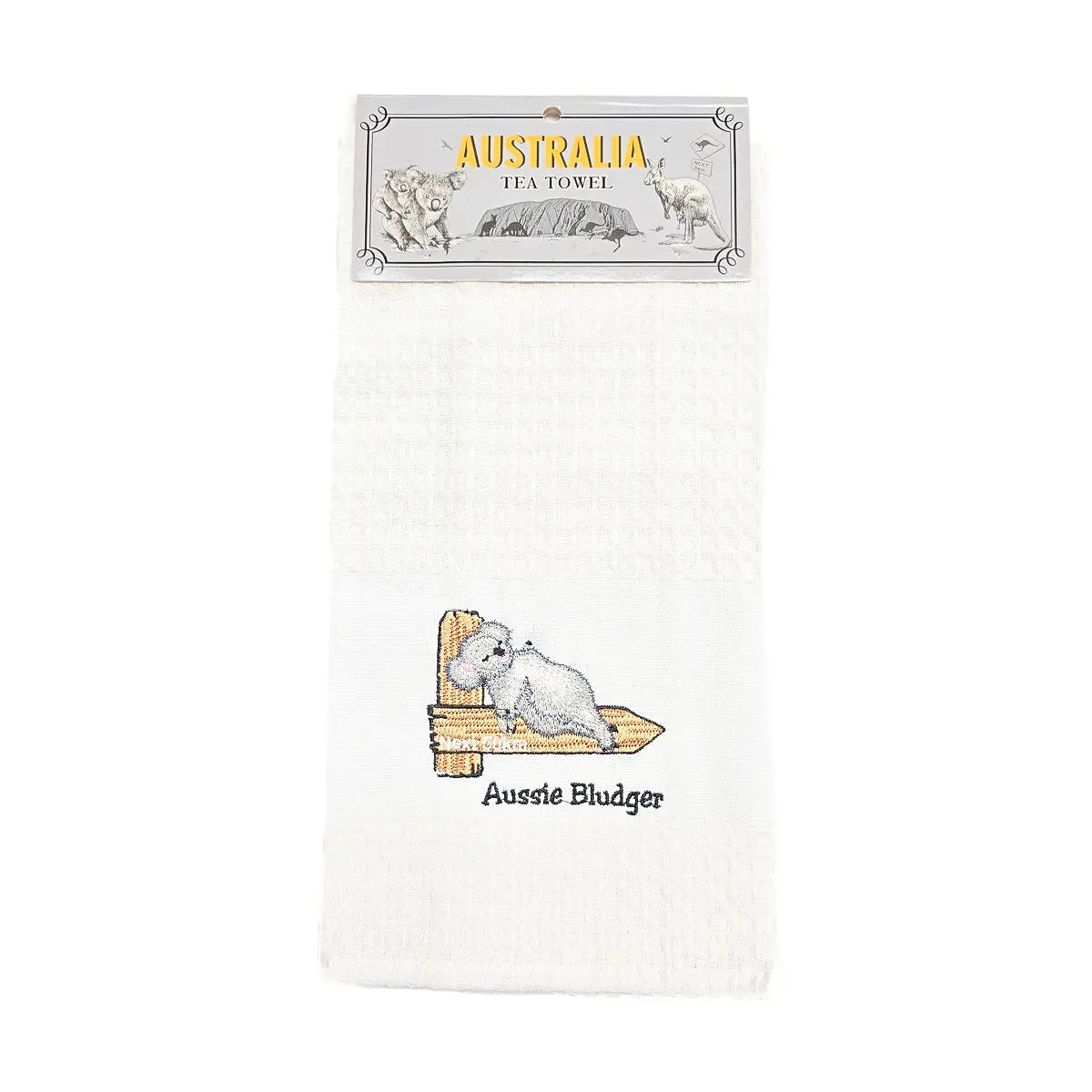 Aussie Bludger Embroidered Waffle Tea Towel Allanson Souvenirs