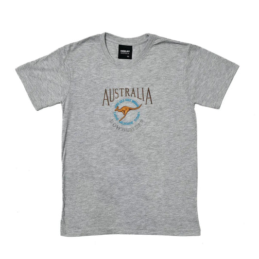 Australia Down Under Embroidered Grey T-Shirt - Allanson Souvenirs