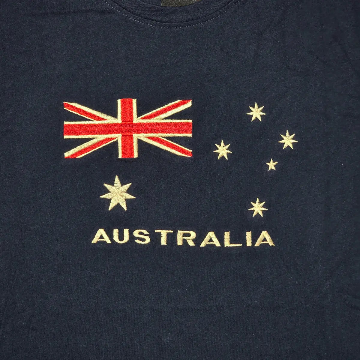 Australia Flag Embroidered Navy T-Shirt Design - Allanson Souvenirs
