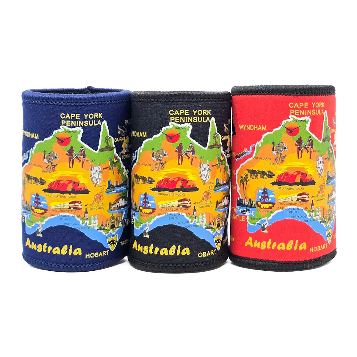 Australia Map Mixed Colour Stubby Holder - Allanson Souvenirs