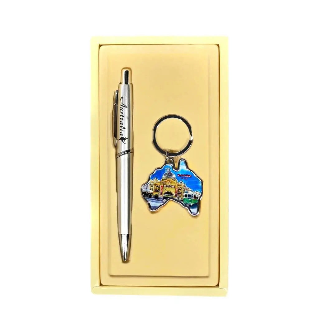 Melbourne Map keyring and pen set Allanson Souvenirs