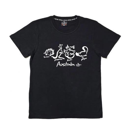 Black and White Australian Animal T-Shirt - Allanson Souvenirs