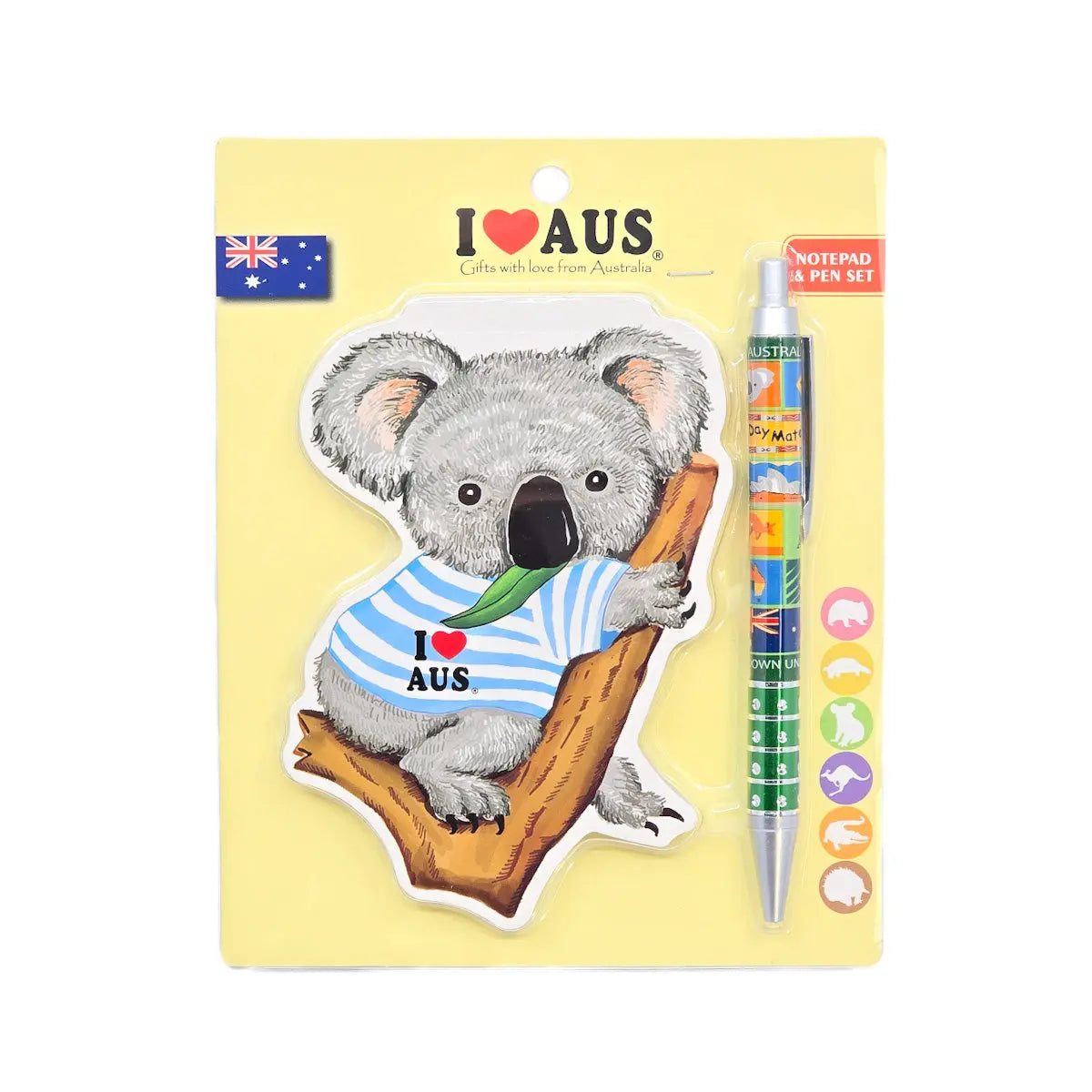 Blue T-Shirt Koala Notebook and Pen - Allanson Souvenirs
