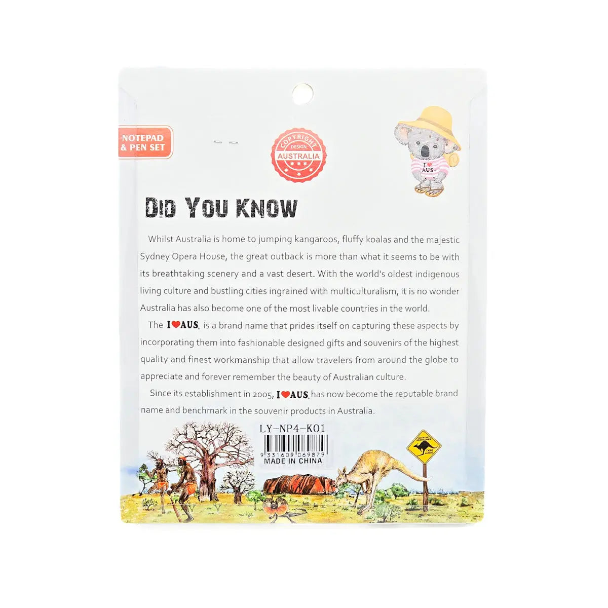 Blue T-Shirt Koala Notebook and Pen Back - Allanson Souvenirs