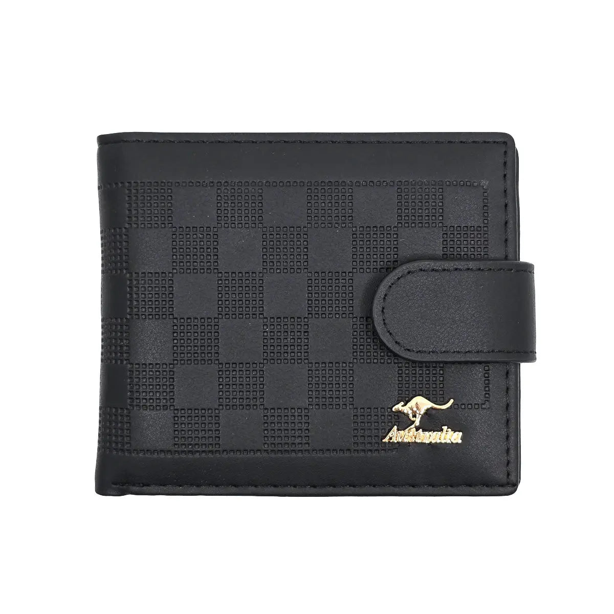 Black Checkered Mens Leather Wallet -Allanson Souvenirs