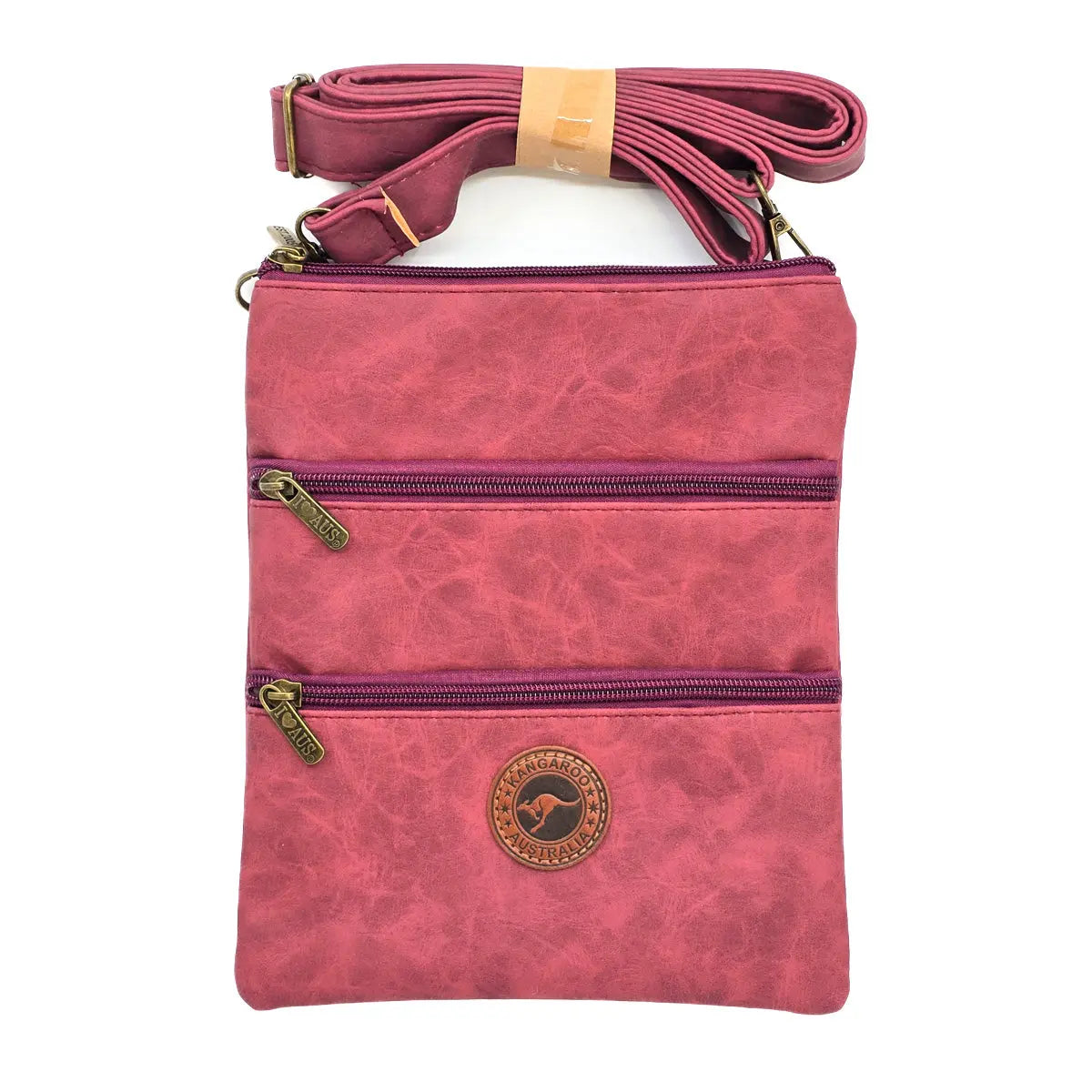 Burgundy Three Zip Suede Travel Bag Allanson Souvenirs