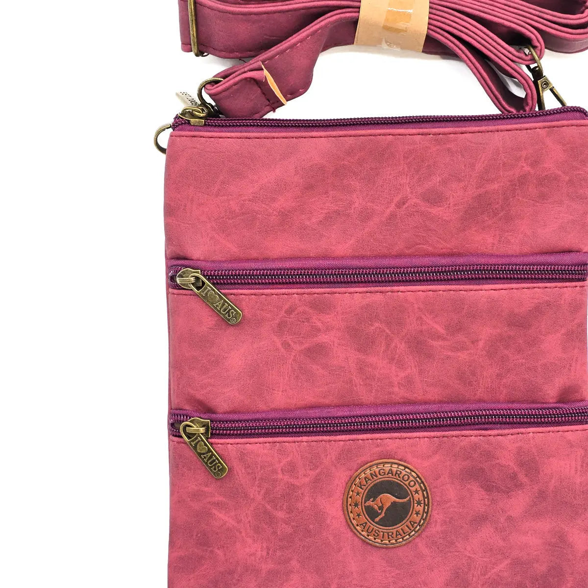 Burgundy Three Zip Suede Travel Bag Allanson Souvenirs