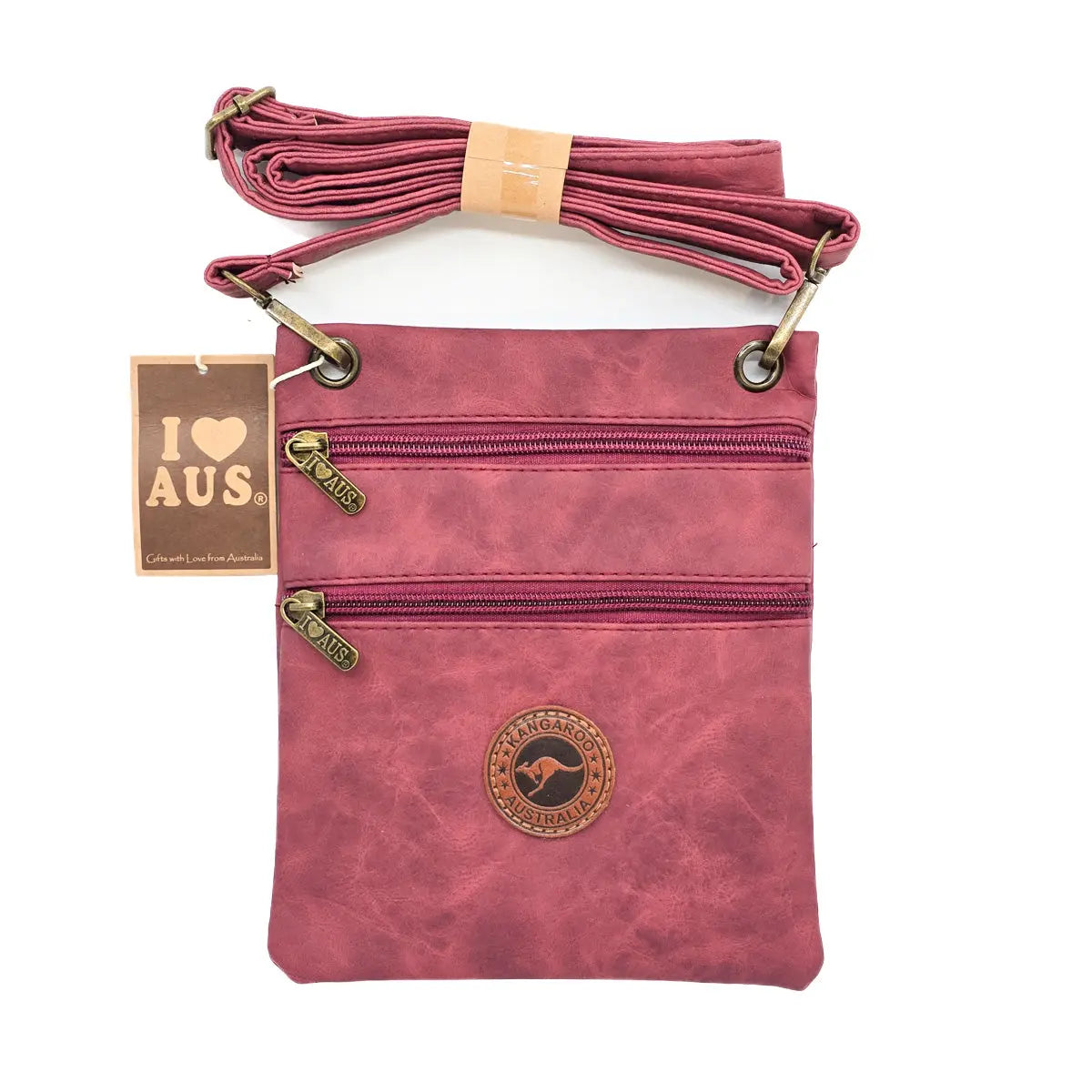 Burgundy Two Zip Suede Travel Bag Allanson Souvenirs