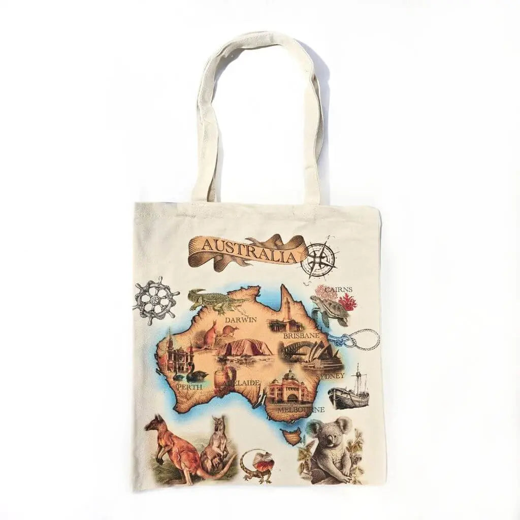 Australian Map Canvas Tote Bag Allanson Souvenirs