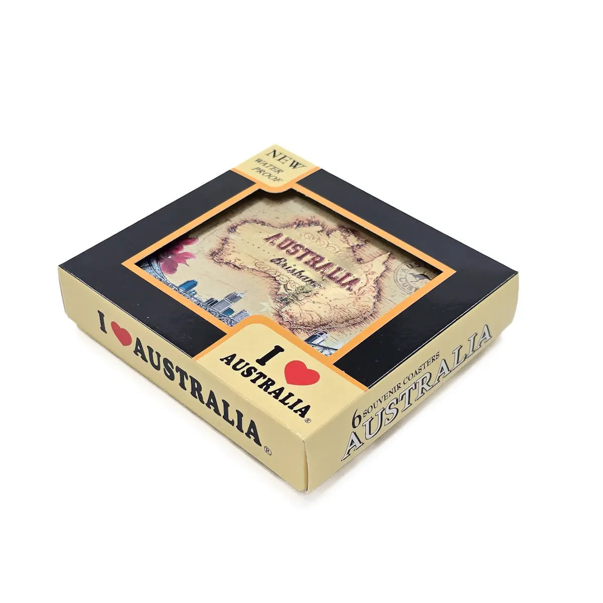 Gold Australia Map and Cities Coasters - Allanson Souvenirs