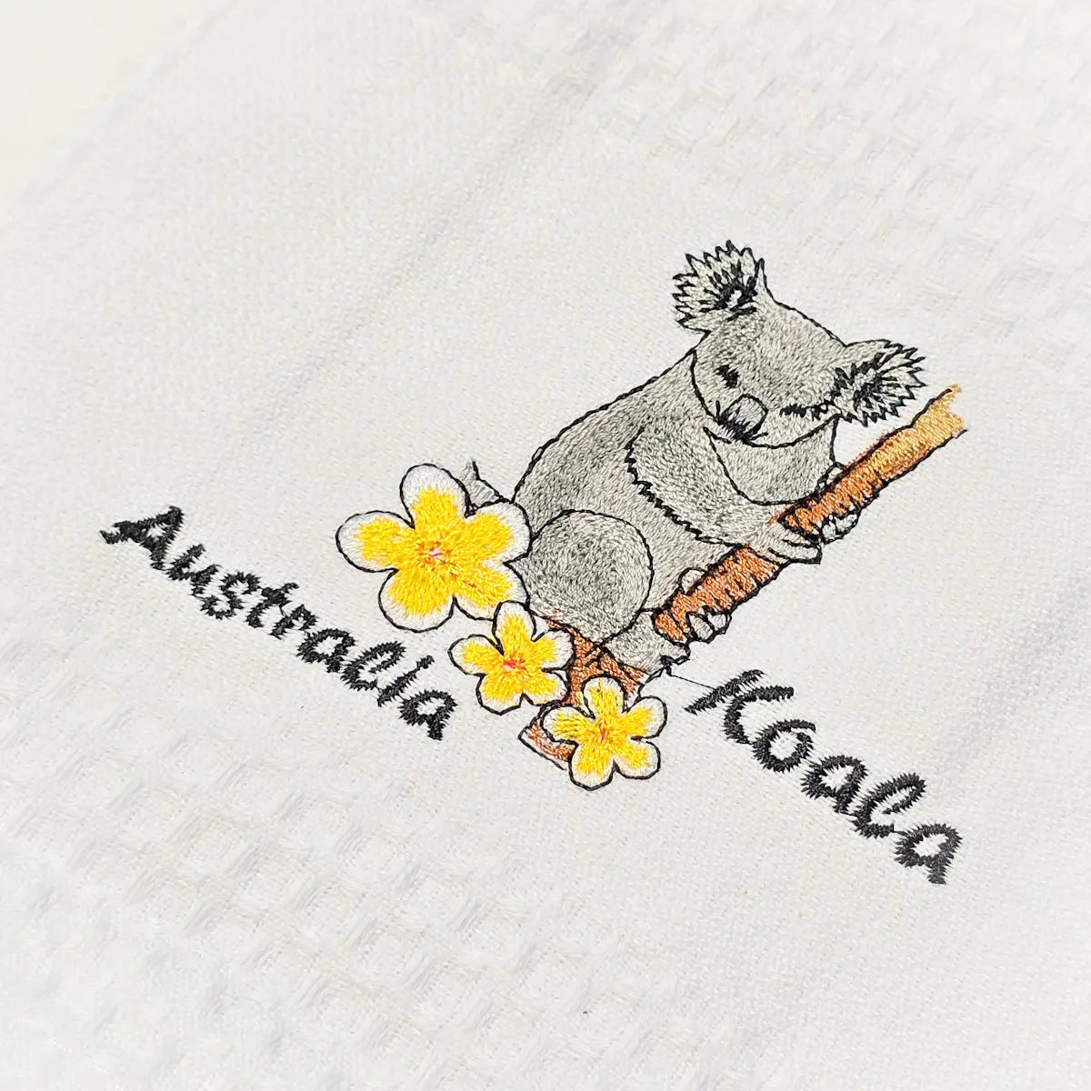 Koala Embroidered Waffle Tea Towel Allanson Souvenirs