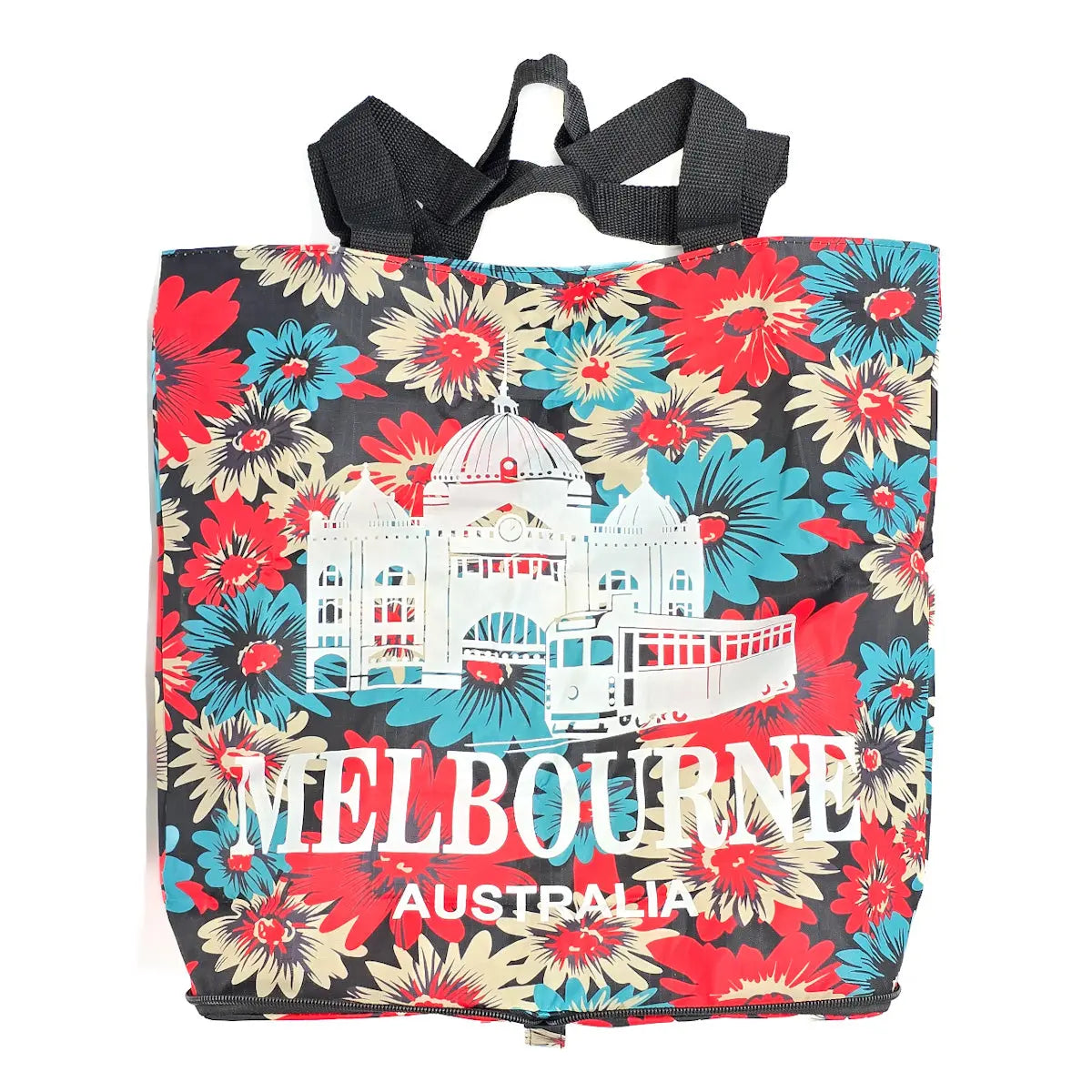 Melbourne Floral Foldable Shopping Bag - Allanson Souvenirs
