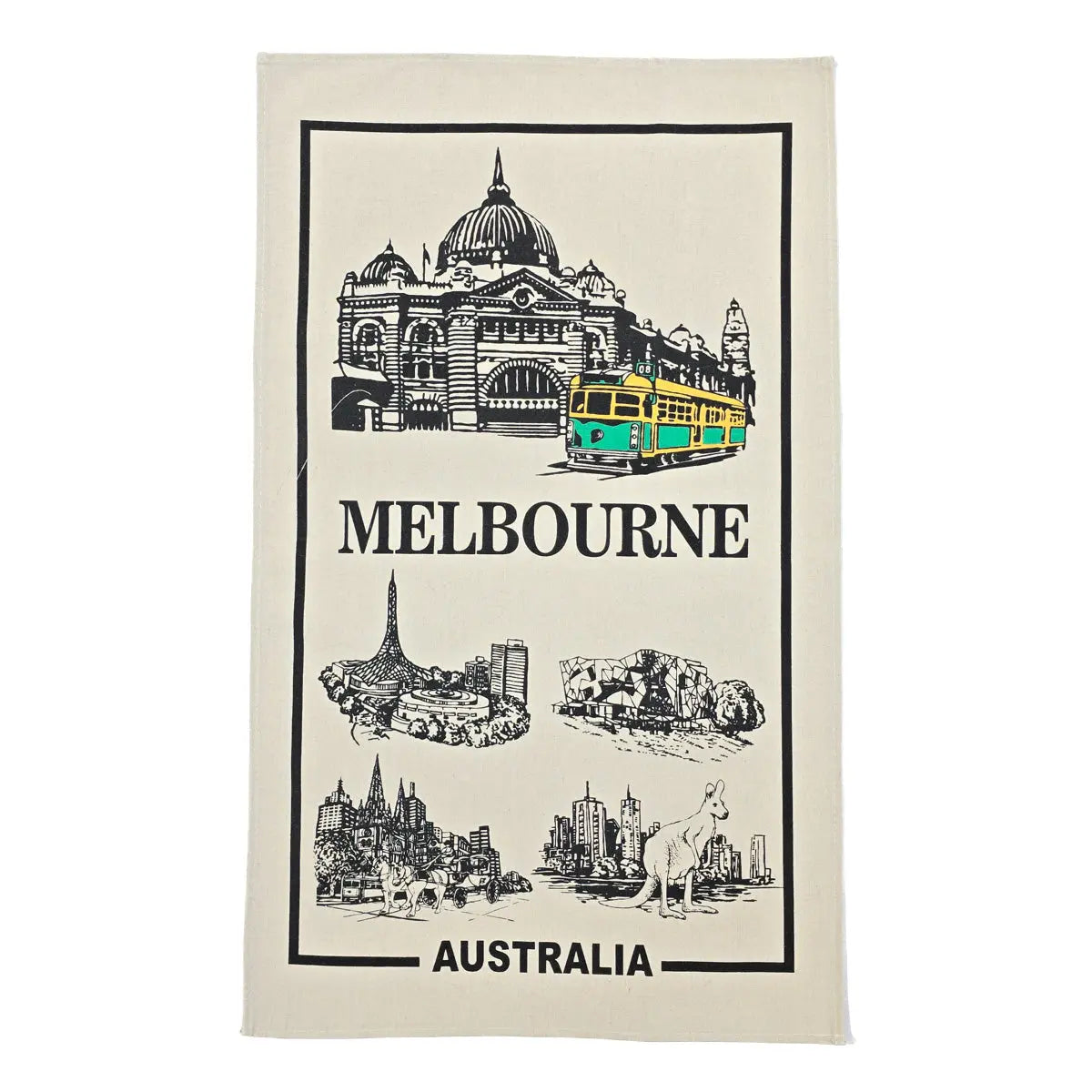 Natural Cotton Melbourne Tea Towel Allanson Souvenirs