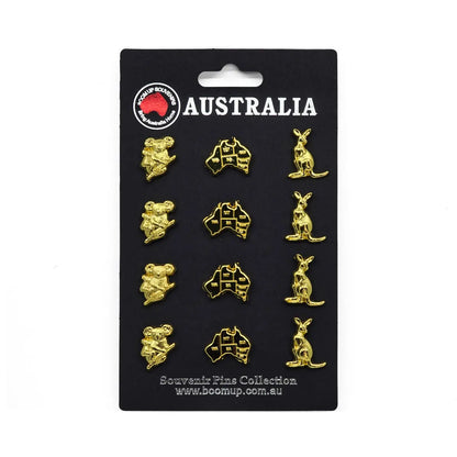 12-piece Assorted Gold Australia Pins - Allanson Souvenirs