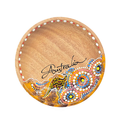 12cm Round Hand-Painted Timber Tray - Allanson Souvenirs