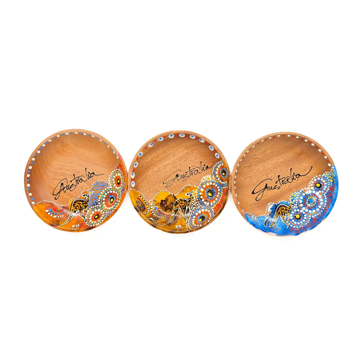 12cm Round Hand-Painted Timber Tray - Allanson Souvenirs