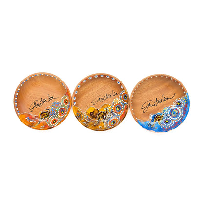 12cm Round Hand-Painted Timber Tray - Allanson Souvenirs