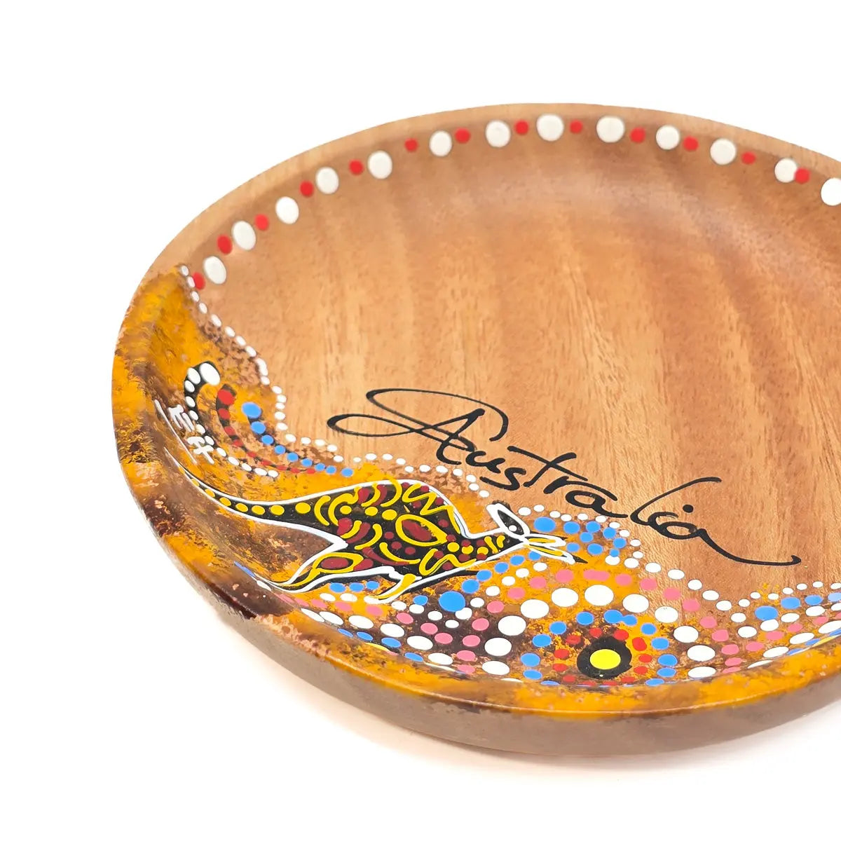 12cm Round Hand-Painted Timber Tray - Allanson Souvenirs