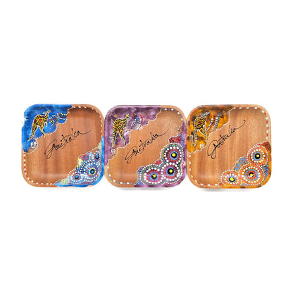 12cm Timber Hand-Painted Square Tray - Allanson Souvenirs