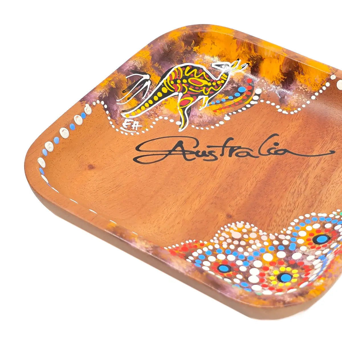 12cm Timber Hand-Painted Square Tray - Allanson Souvenirs