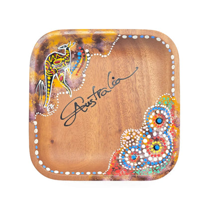 12cm Timber Hand-Painted Square Tray - Allanson Souvenirs