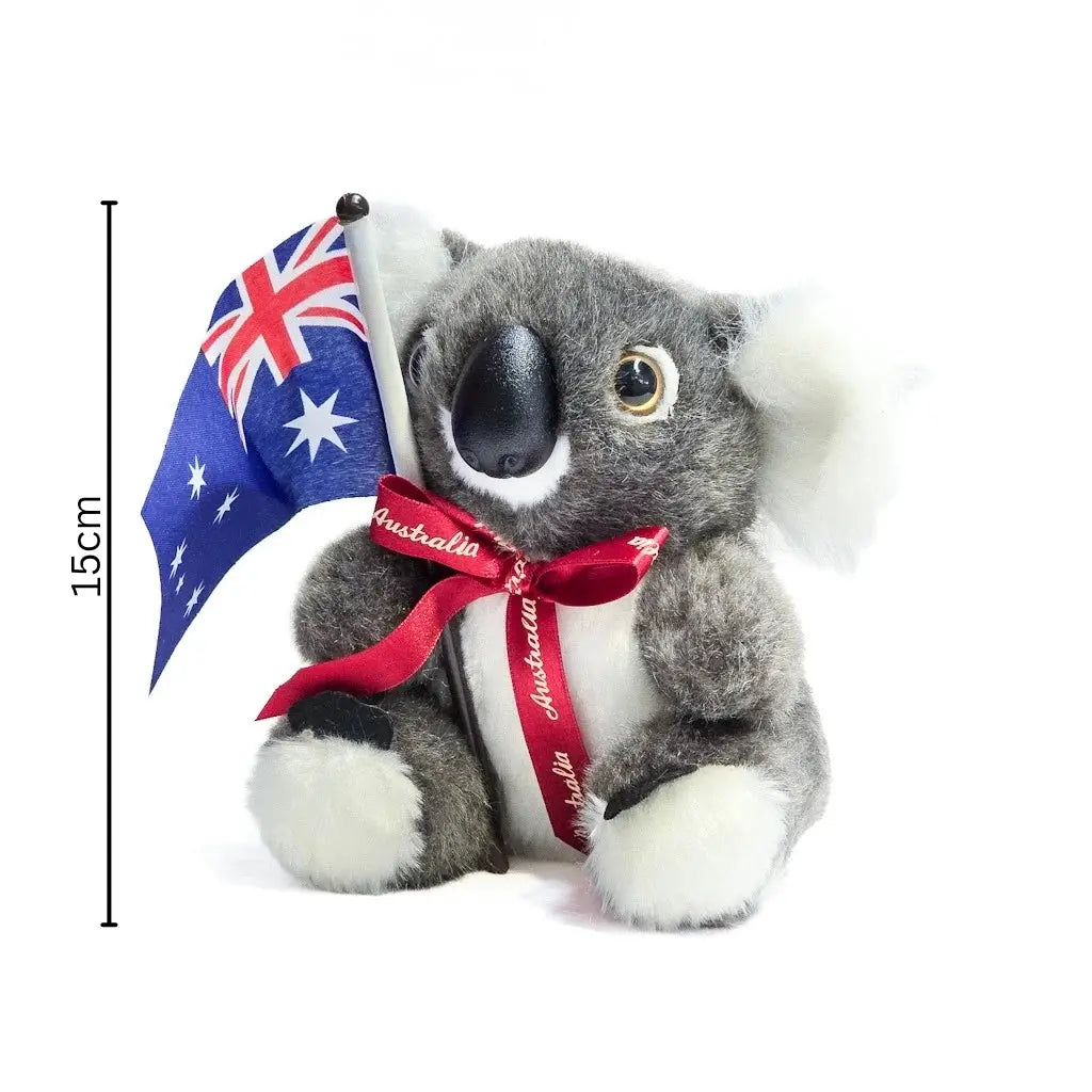 15cm Koala with Australian Flag Size Guide Allanson Souvenirs