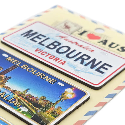 3-piece Melbourne Number Plate Magnet Pack Allanson Souvenirs