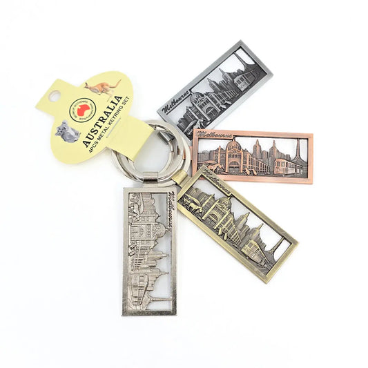 4-piece Melbourne Metal Keyring Set Allanson Souvenirs 