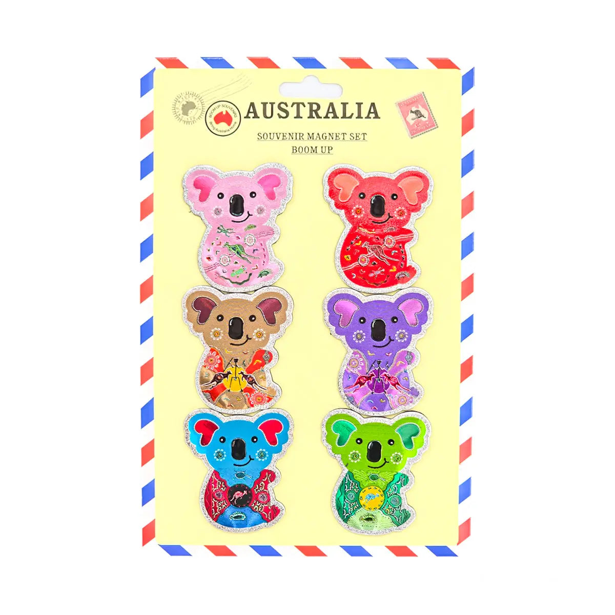 6-piece Aboriginal Art Koala Magnet Pack - Allanson Souvenirs