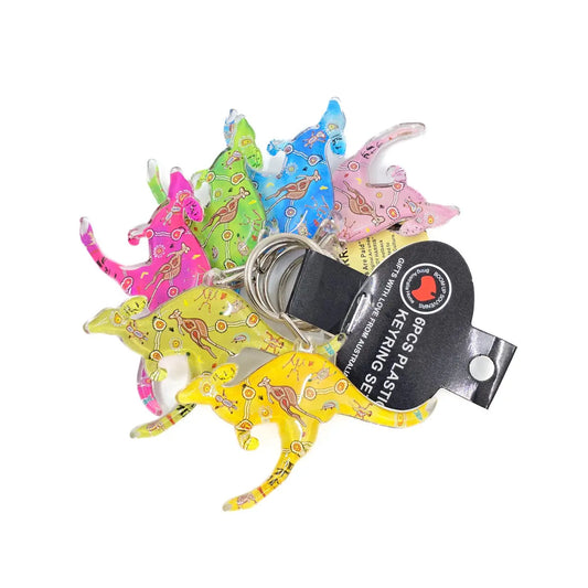 6-piece Aboriginal Kangaroo Keyring Set Allanson Souvenirs