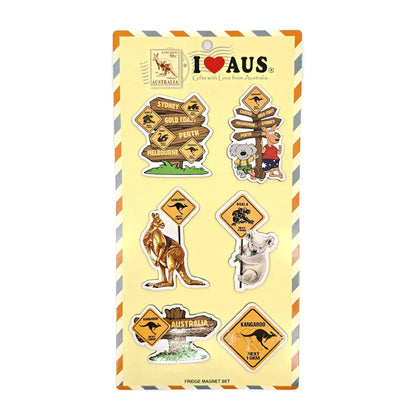 6-piece Aussie Road Signs Magnet Pack -Allanson Souvenirs