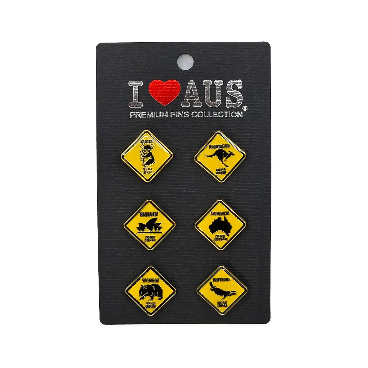 6-piece Australia Road Sign Lapel Pins - Allanson Souvenirs