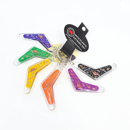6-piece Colourful Boomerang Keyring Set - Allanson Souvenirs