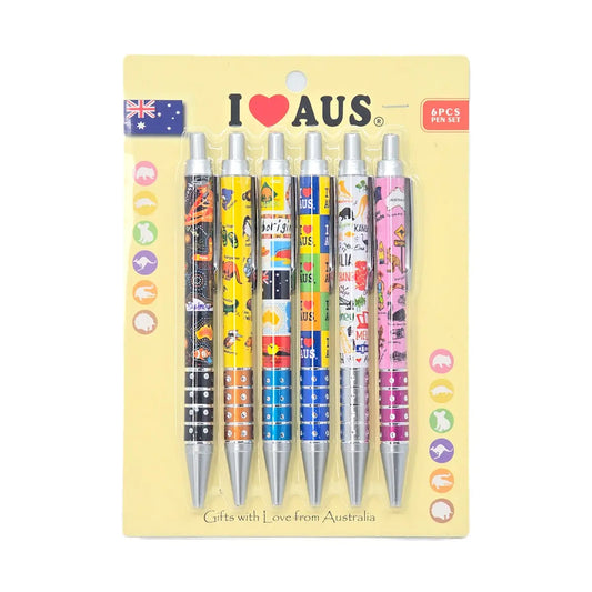 6-piece Mixed Australia Click Pens - Allanson Souvenirs