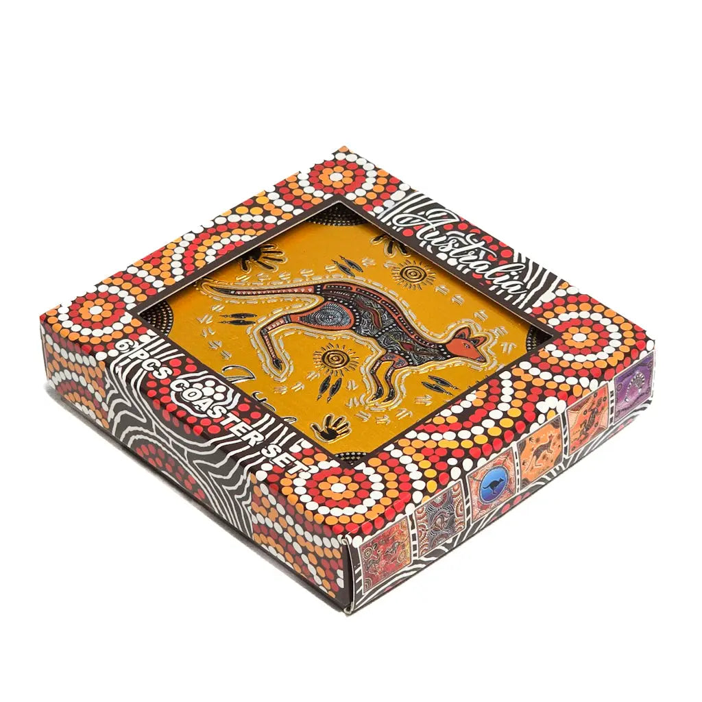 6-piece Premium Aboriginal Coasters Boxed Allanson Souvenirs