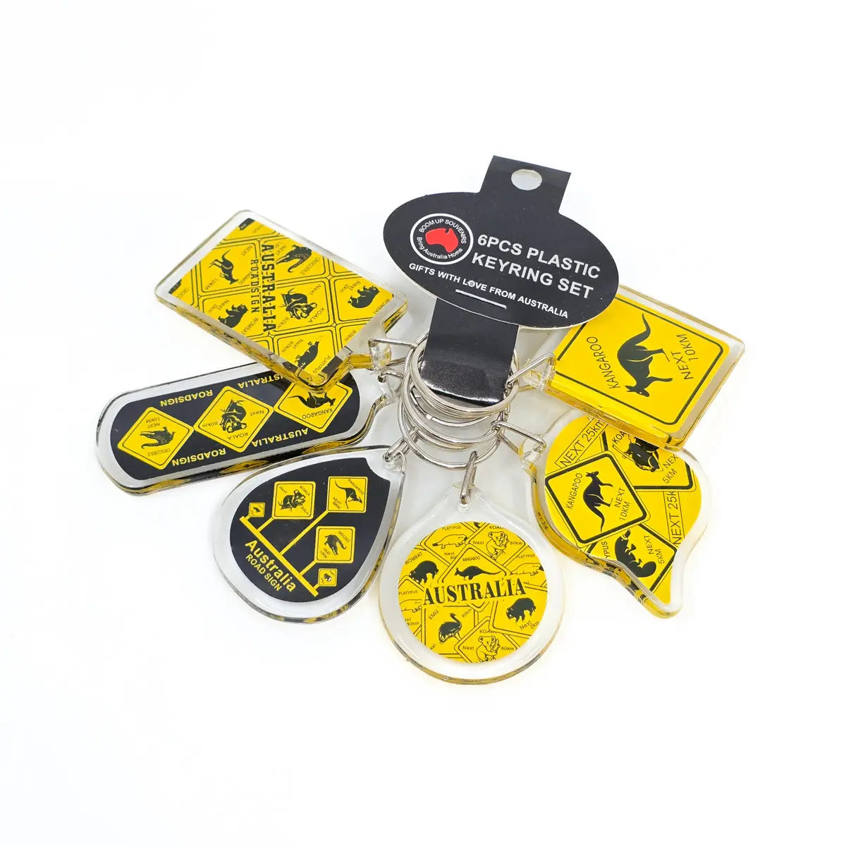 6-piece Road Sign Keyring Set Allanson Souvenirs