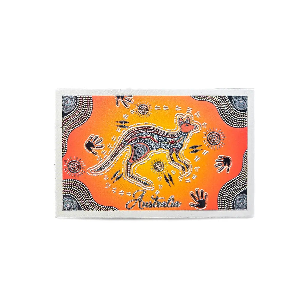 Aboriginal Kangaroo Design Metallic Magnet - Allanson Souvenirs