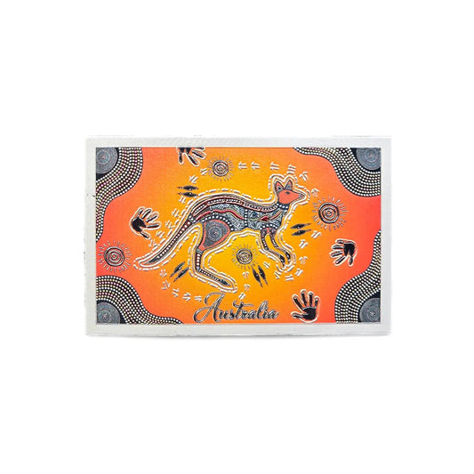 Aboriginal Kangaroo Design Metallic Magnet - Allanson Souvenirs