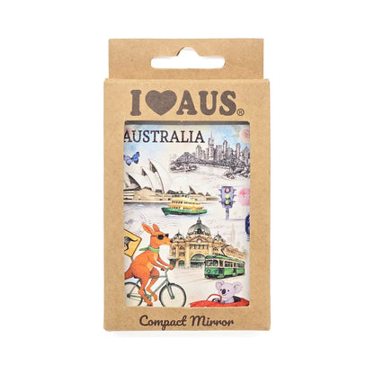 Aussie Adventure Premium Compact Mirror - Allanson Souvenirs
