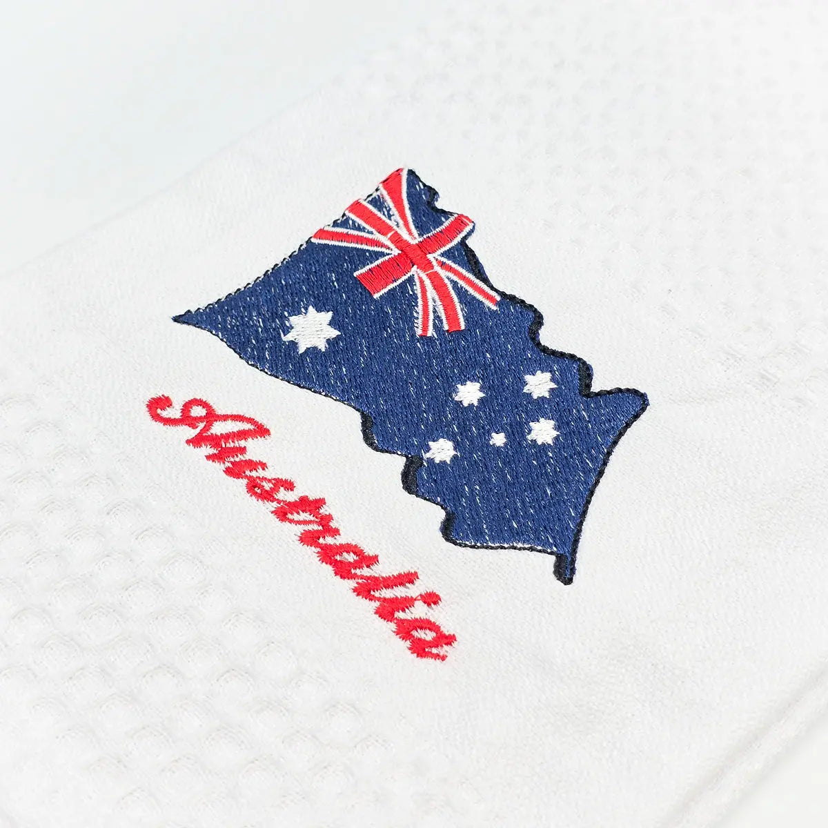 Australia Flag Embroidered Waffle Tea Towel Allanson Souvenirs