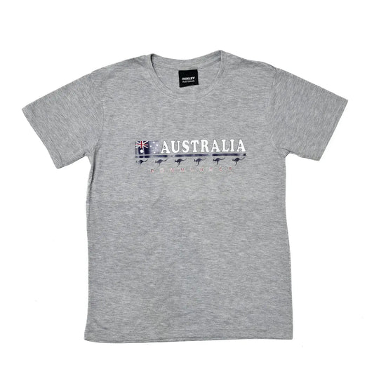 Australia Flag with Kangaroos Grey T-Shirt - Allanson Souvenirs