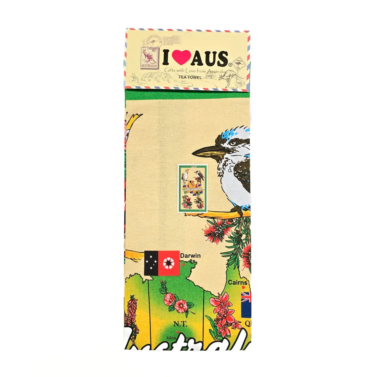 Australia Map and State Flag Tea Towel Allanson Souvenirs