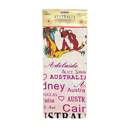 Australian Wildflowers and Cities Tea Towel Allanson Souvenirs