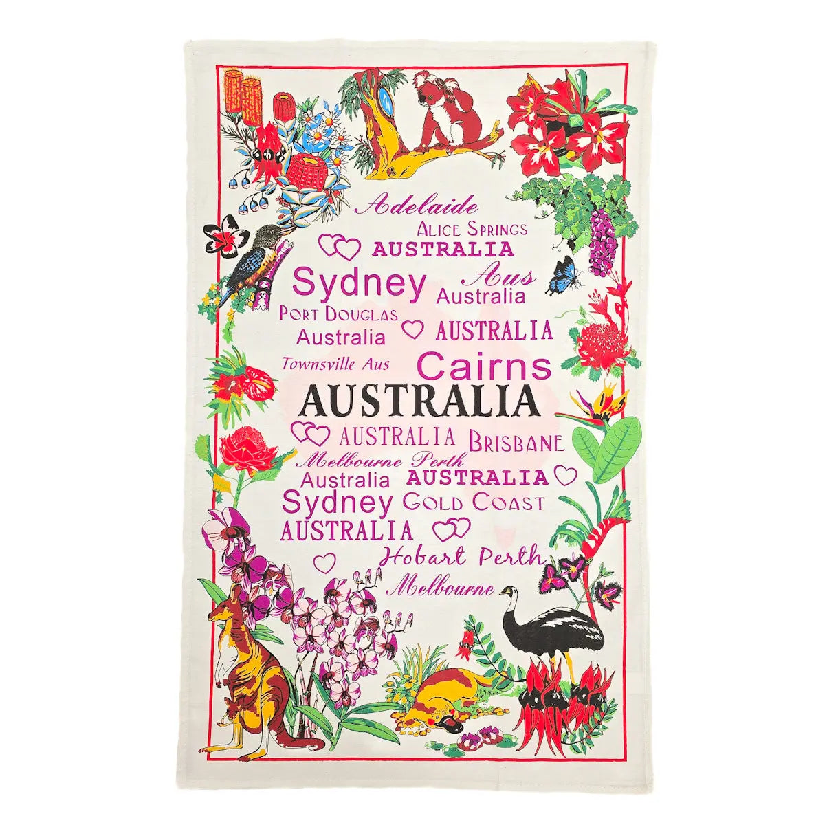 Australian Wildflowers and Cities Tea Towel Allanson Souvenirs
