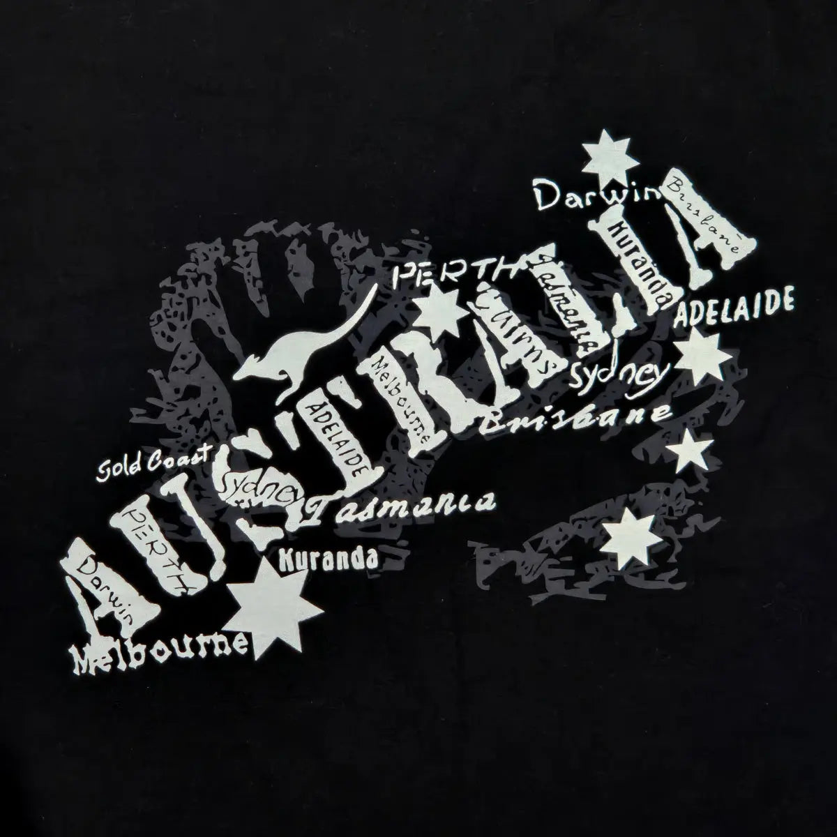 Australian Cities Black Adult T-shirt - Allanson Souvenirs