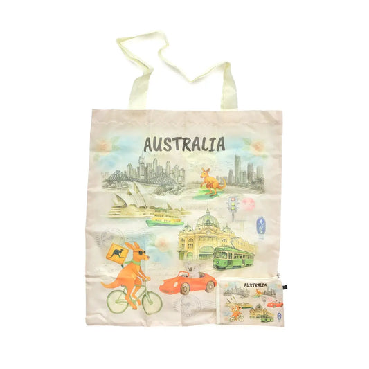 Australian Landmarks Small Foldable Shopping Bag - Allanson Souvenirs