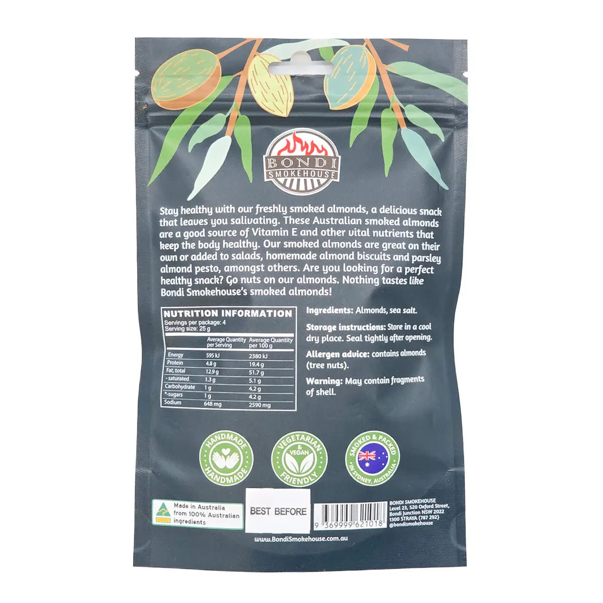 Australian Made Smoked Almonds 100g - Allanson Souvenirs