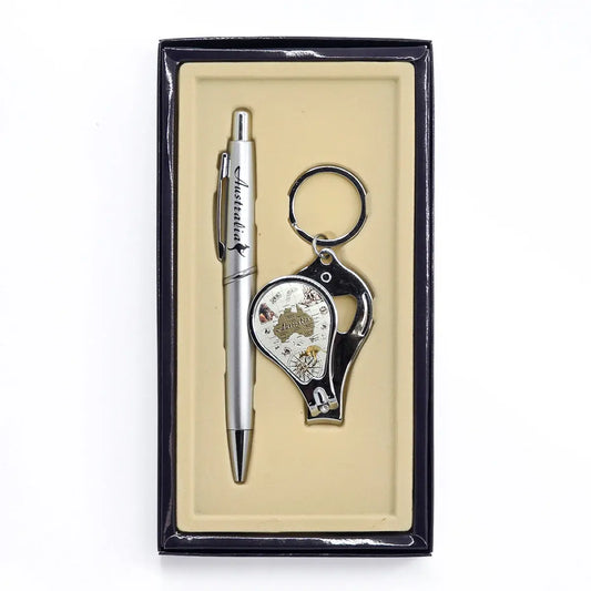 Australian Map Clipper Keyring Pen Set - Allanson Souvenirs